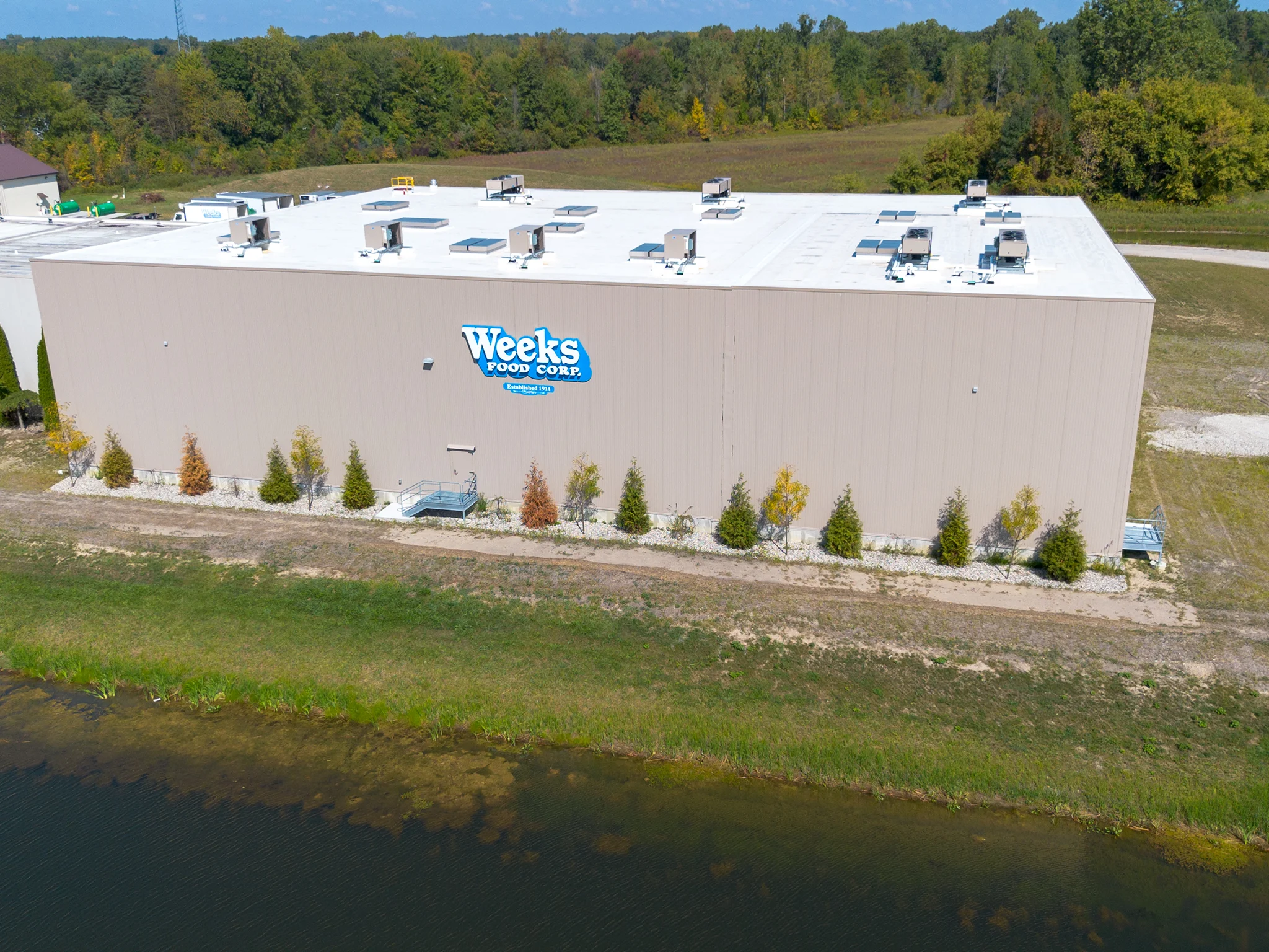 Drone view of Weeks Food location