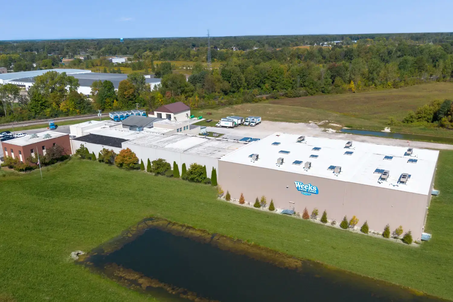 Drone view of Weeks Food location