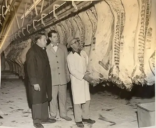 Black and white photo of Weeks Food slaughterhouse