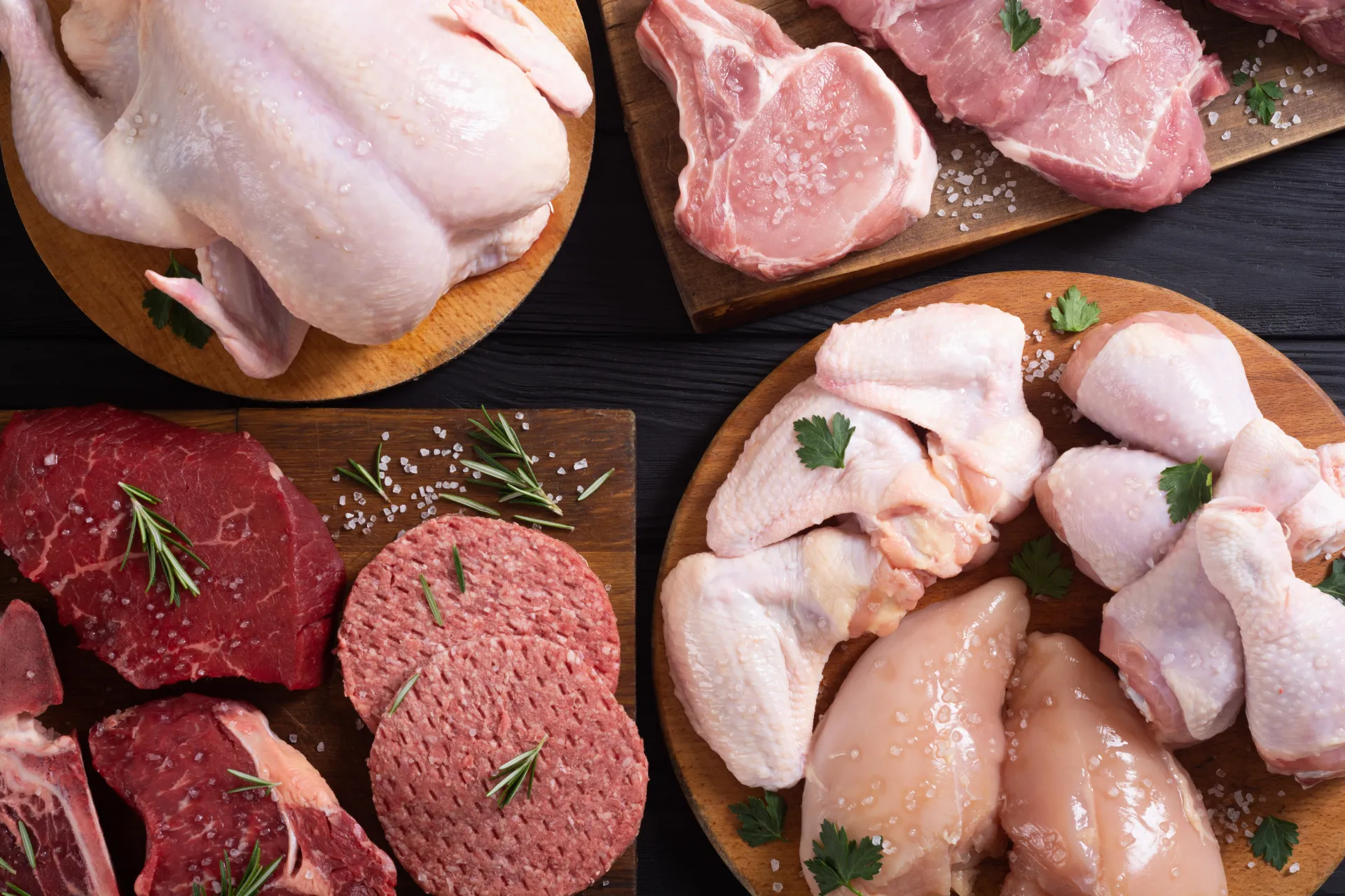 Assortment of meat and poultry